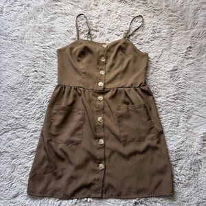 ⭐️⭐️⭐️Style House Button-Front Mini Dress in Brown